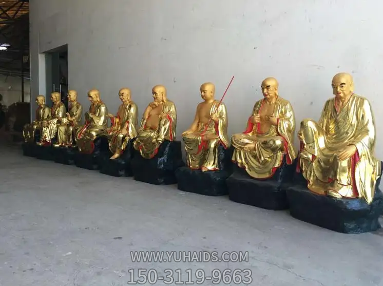 十八羅漢塑像，玻璃鋼漆金佛像系列雕塑