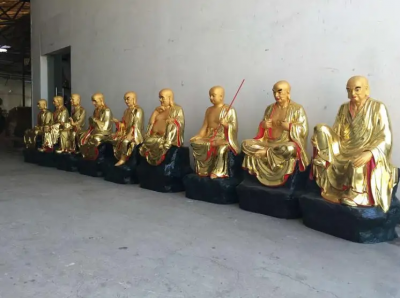 十八羅漢塑像，玻璃鋼漆金佛像系列雕塑