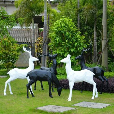 幾何鹿，梅花鹿玻璃鋼動物雕塑