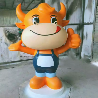 卡通牛犢子，玻璃鋼卡通動物系列美陳擺件
