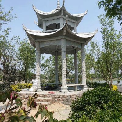 花崗巖石雕涼亭，雙層高涼亭