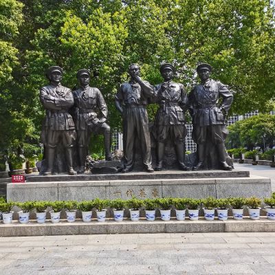 一代英豪，中國近代革命人物，周恩來、賀龍、葉挺、劉伯承、朱德偉人銅雕群