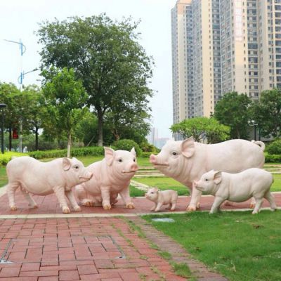 玻璃鋼仿真豬，豬仔仿真動物雕塑