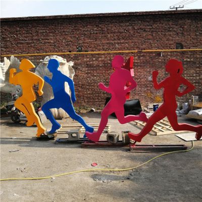 跑步，不銹鋼剪影奔跑人物雕像