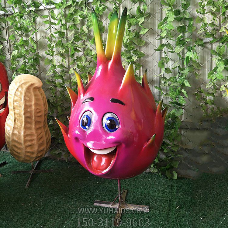 火龍果，玻璃鋼卡通植物雕塑擺件