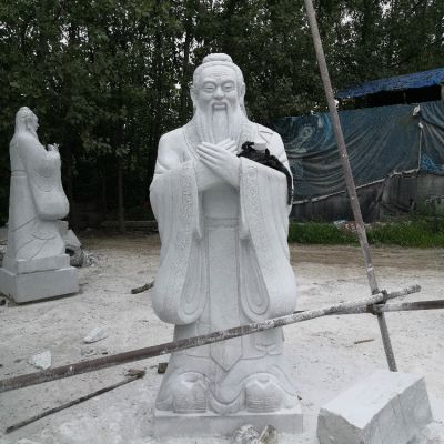 孔子石雕像，漢白玉大理石石雕孔圣人