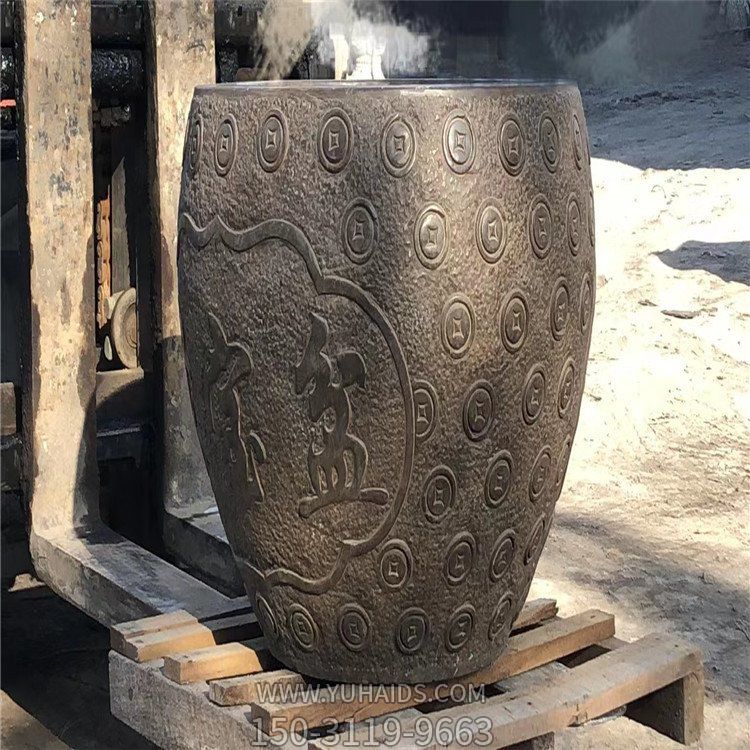 聚寶盆，仿古石雕，招財擺件雕塑
