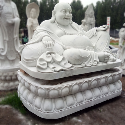 笑彌勒石雕像，漢白玉佛像石雕