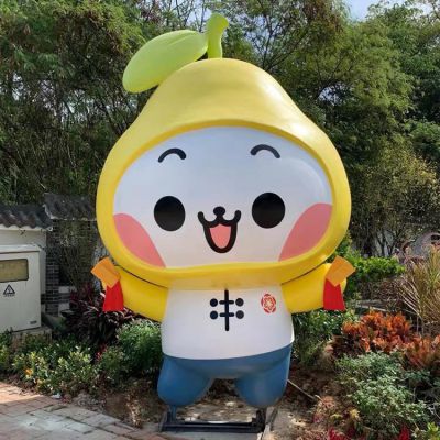 玻璃鋼鴨梨公仔，卡通植物公仔雕塑