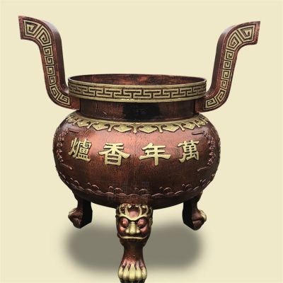 家用銅雕上香祈福鼎，香爐雕塑