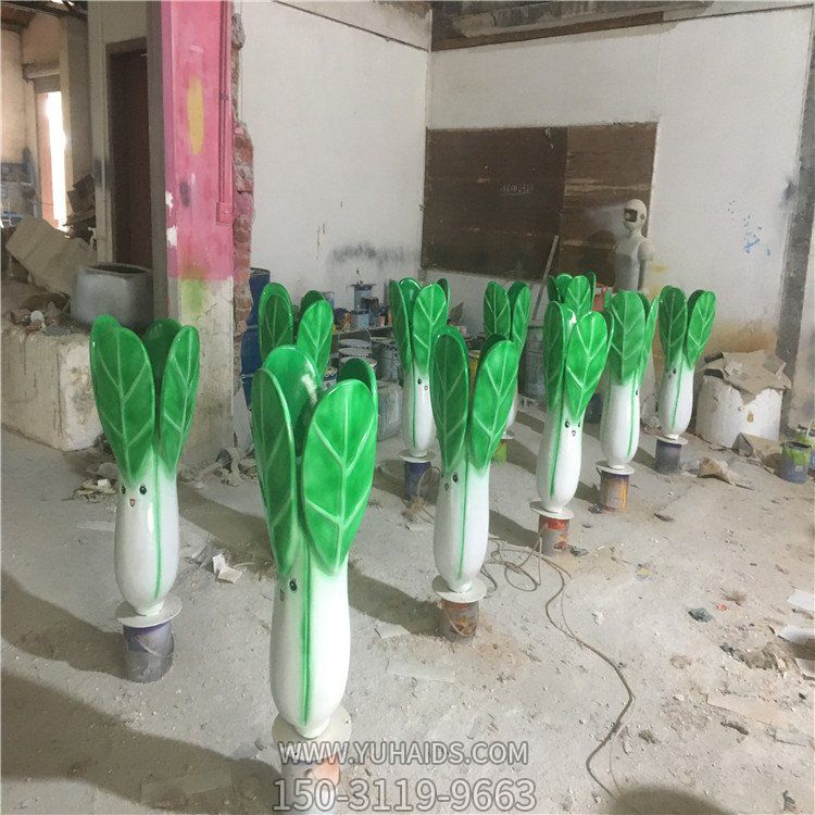 玻璃鋼卡通小油菜，仿真植物雕塑