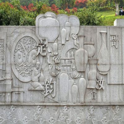 中國瓷器主題浮雕，石刻壁畫