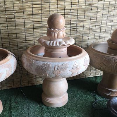 晚霞紅大理石風水球水缽，室內家用小型招財擺件